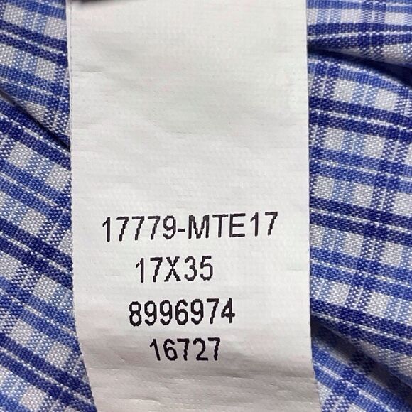 BONOBOS Jetsetter Stretch Slim Fit Dress Shirt Blue Check Size 17x35 EUC - Picture 11 of 16